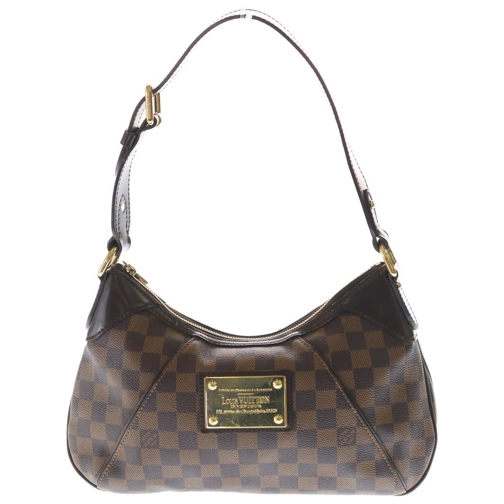 Louis Vuitton Damier Thames Hobo Bag Brown Leather